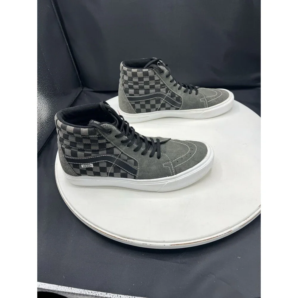 VANS Sk8-Hi Gray Black White Checker Suede High Top Sneakers Men’s 9/Women 10.5